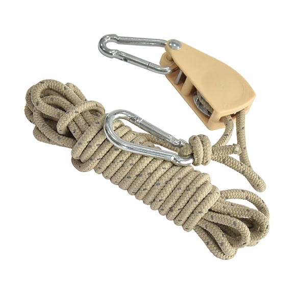 KONTONTY Outdoor Camping Tent Rope in Khaki Nylon with Adjustable Alloy Tensioner and Reflective Cord for Hiking