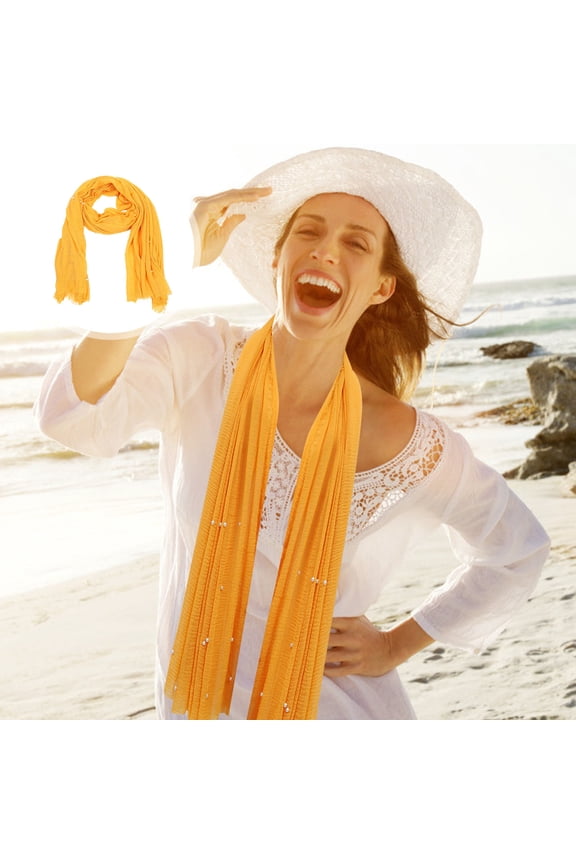 1Pc Cotton Yellow Scarf Outdoor Use Versatile Shawl with Soft Breathable Fabric