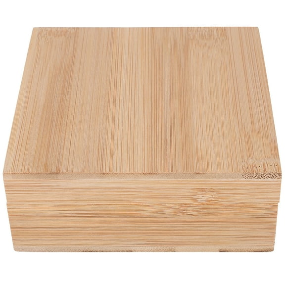 KONTONTY 1Pack Square Storage Boxes with Lids Wood Dustproof Organization for Office Use