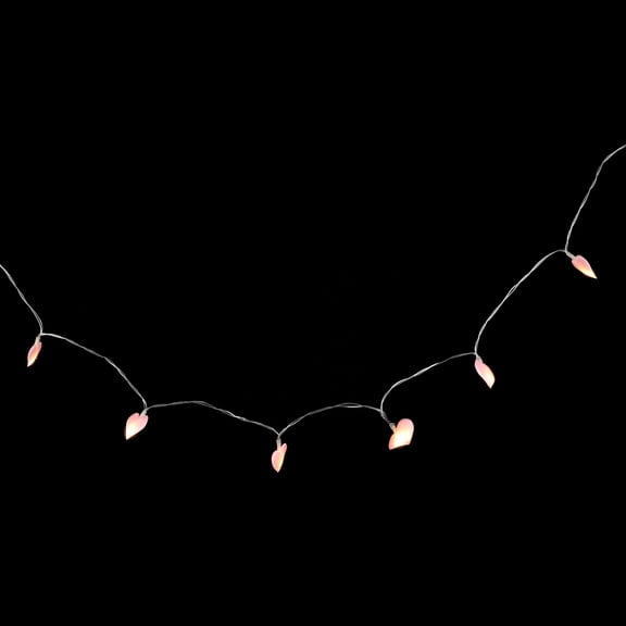 KONTONTY 1Pack String Of Lights Indoor Heart Shape Pink Fabric Copper For Bedroom Decor