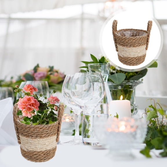 KONTONTY 1-Pack Woven Vine Planting Basket in Khaki, Natural Style Home Decor Basket