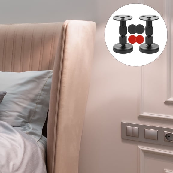 KONTONTY 1Pair Black Bed Headboard Stabilizer Adjustable Threaded Bed Frame Fixer for Noise Reduction