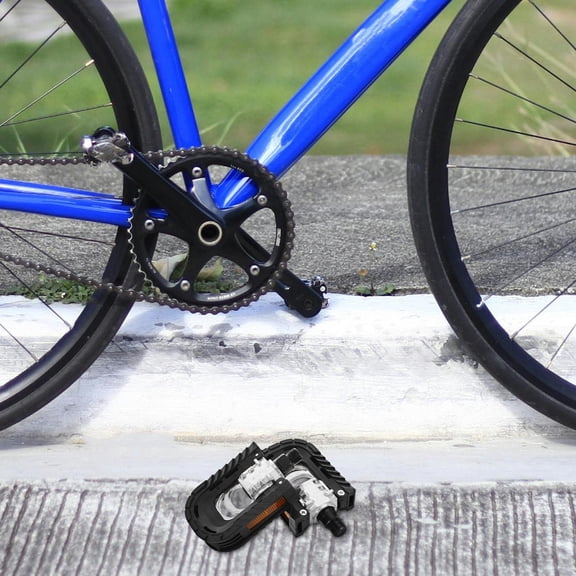 KONTONTY 1Pair Foldable Aluminum Alloy Bike Pedals Lightweight Black Flat Pedals for Mountain Road Electric Bikes
