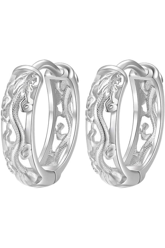 1Pair Mens Fashion Hoops Earrings with Dragon Design for Casual and