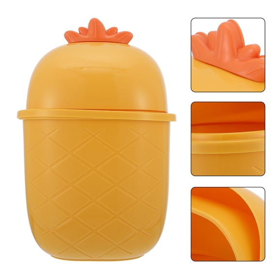 KONTONTY 1Pc Adorable Style Yellow Kitchen Trash Can Slide Type with Lid