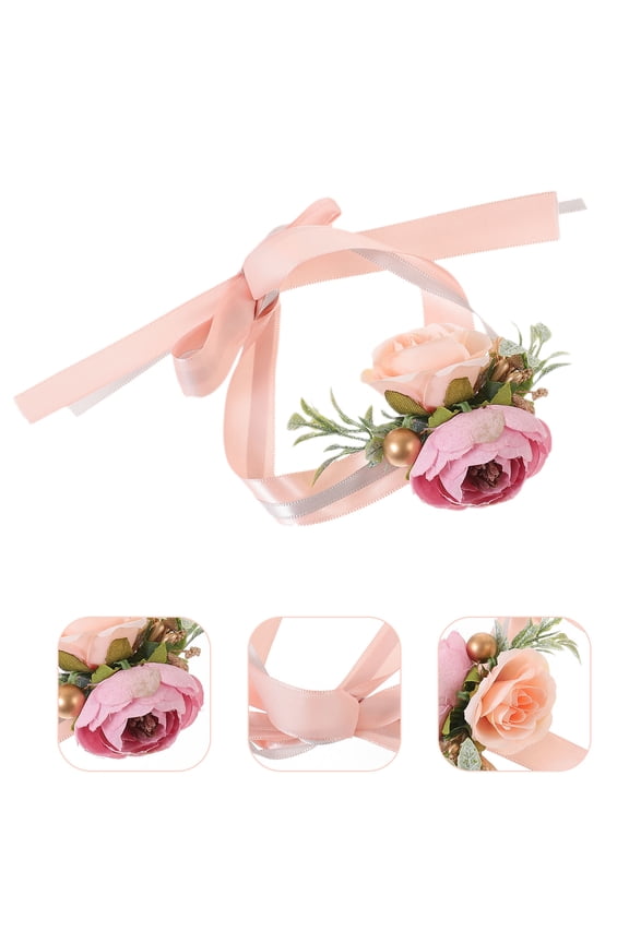 1Pc Bridesmaid Wrist Corsage Lavender Artificial Wedding Flower Bracelet