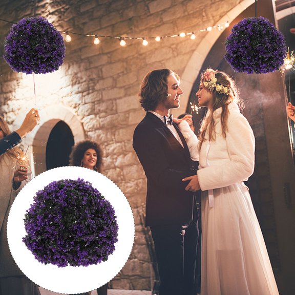 KONTONTY 1Pc Artificial Purple Plastic Grass Ball Simulation Plant Ball for Room Shopping Mall Decoration