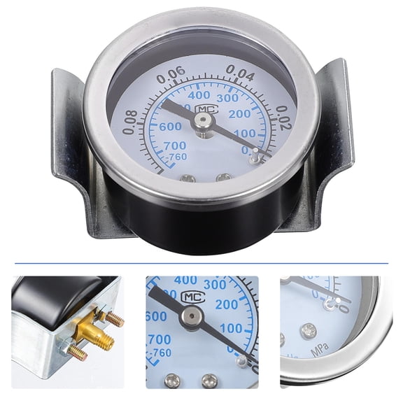 KONTONTY 1Pc Stainless Steel Dual Scale Pressure Gauge Black for Car and General Use
