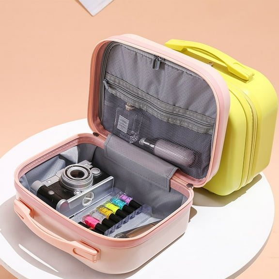 KONTONTY 1Pc Yellow ABS Cosmetics Pouch Travel-Friendly Makeup Bag for Women Friends Trips