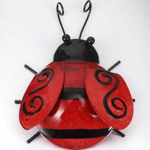 KONTONTY Ladybug Room Decor Ladybird Craft Statue Iron Red Simulated Animal Wall Hanging 1Pack