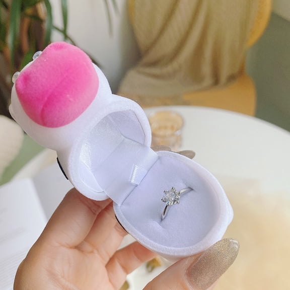 KONTONTY 1Pcs Cow Box Multi Display Box Plastic Velvet for Women Birthday