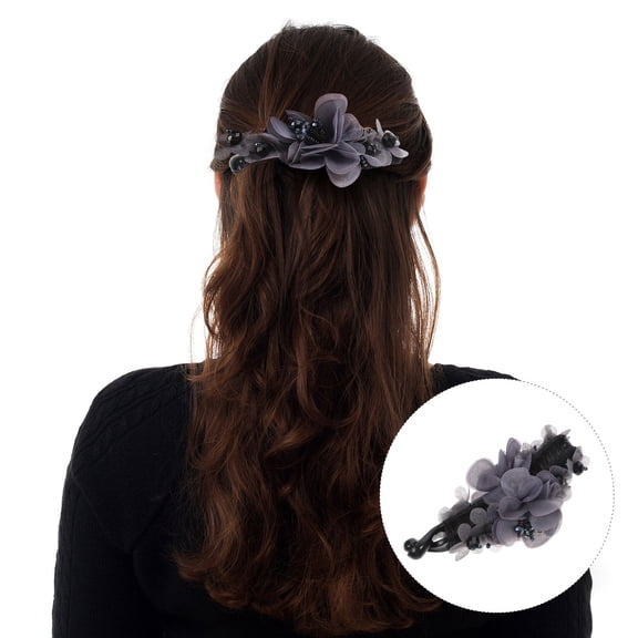 KONTONTY Grey Resin Flower Hair Clip for Updo and Ponytail Fastening 1Pc