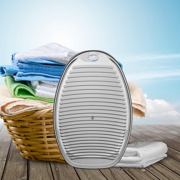 KONTONTY Thickened Gray Plastic Washboard with Non-Skid Base and Wavy Design for Efficient Home Laundry Use
