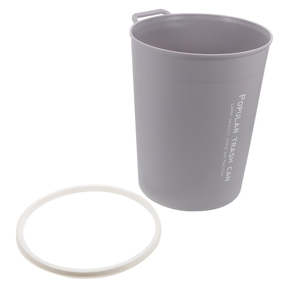 KONTONTY 1Pc Grey Round Waste Storage Bin Stylish Odorless Waste Paper Basket for Household Use