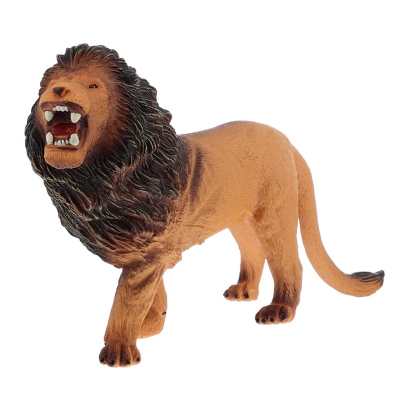KONTONTY 1Pc Lion Figurine Toy Orange Rubber Model For Home Decoration Animal Learning
