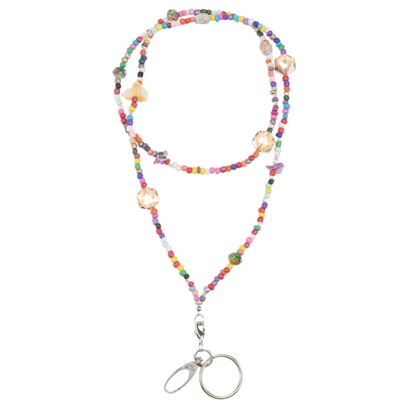 KONTONTY 1Pc Fashionable Glass Beads Lanyard Neck Decor for Keys and Small Items