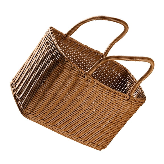 KONTONTY 1Pc Multi Functional Brown Woven Basket for Storage and Flower Display