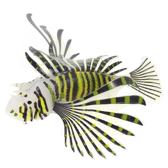 KONTONTY 1Pc Vivid Simulation Lionfish Silicone Fish Aquarium Landscaping Decor Black