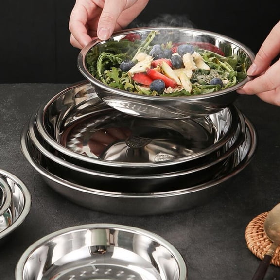 KONTONTY Vegetables Plate Stainless Steel Silver 1Pack