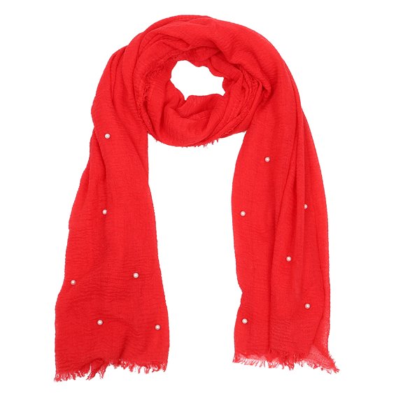 KONTONTY Soft Red Cotton Scarf, 1Pc Versatile Multi-Purpose Shawl for Women, Lightweight and Stylish Accessory