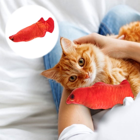 KONTONTY 1Pcs Flopping Fish Toy Red Short Plush for Indoor Playtime