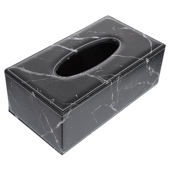 KONTONTY Marble Pattern Black Tissue Box Holder - Stylish Napkin Dispenser for Home and Office Storage