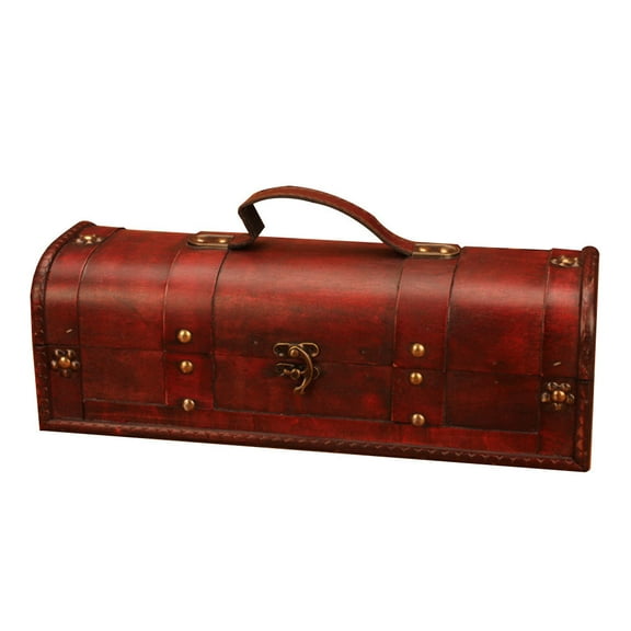 KONTONTY 1Pc Vintage Wooden Wine Storage Box Rustic Design with Metal Buckles for Decor
