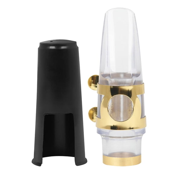 KONTONTY 1Set Alto Saxophone Kit with Transparent Mouthpiece Cap and Durable Metal Ligature for Saxophone Accessories