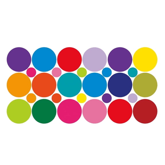 KONTONTY Assorted Color Polka Dot PVC Wall Decals Set - Self-Adhesive Stickers for Home and Room Wall Decoration