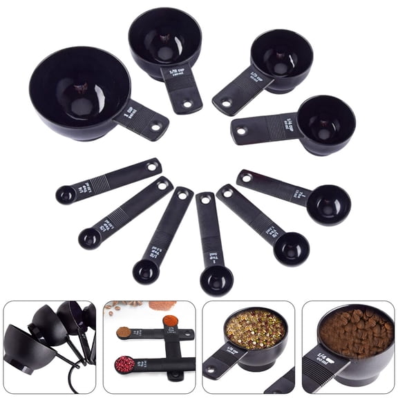 KONTONTY 1Set Black Measuring Spoons and Cups Kitchen Utensils for Baking and Liquid Measuring