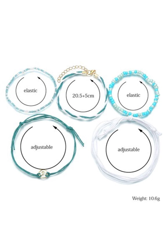 1Set Blue Alloy Adjustable Ankle Chains for Women Summer Beach Foot Accessory