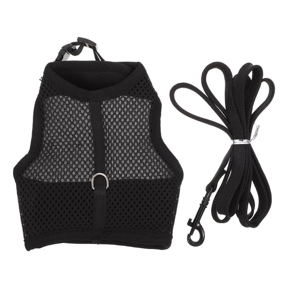 KONTONTY Soft Lightweight Black Bunny Leash and Set for Small Pets, Comfortable Traction Rope for Walking
