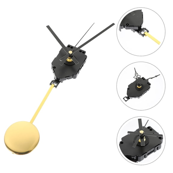 KONTONTY 1Set Mute Wall Clock Movement Replacement with Pendulum Plastic Material Black
