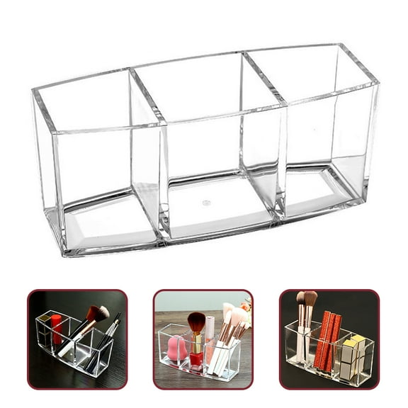KONTONTY 1Set Makeup Brush Storage Tool Clear Plastic for Vanity Cups Cosmetics Brushes Minimalist Design