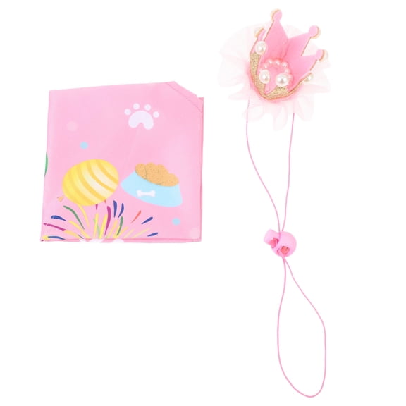 KONTONTY 1 Set of Pet Party Decorations Pet Costume Set Polyester Pink for Puppy Birthday Celebration