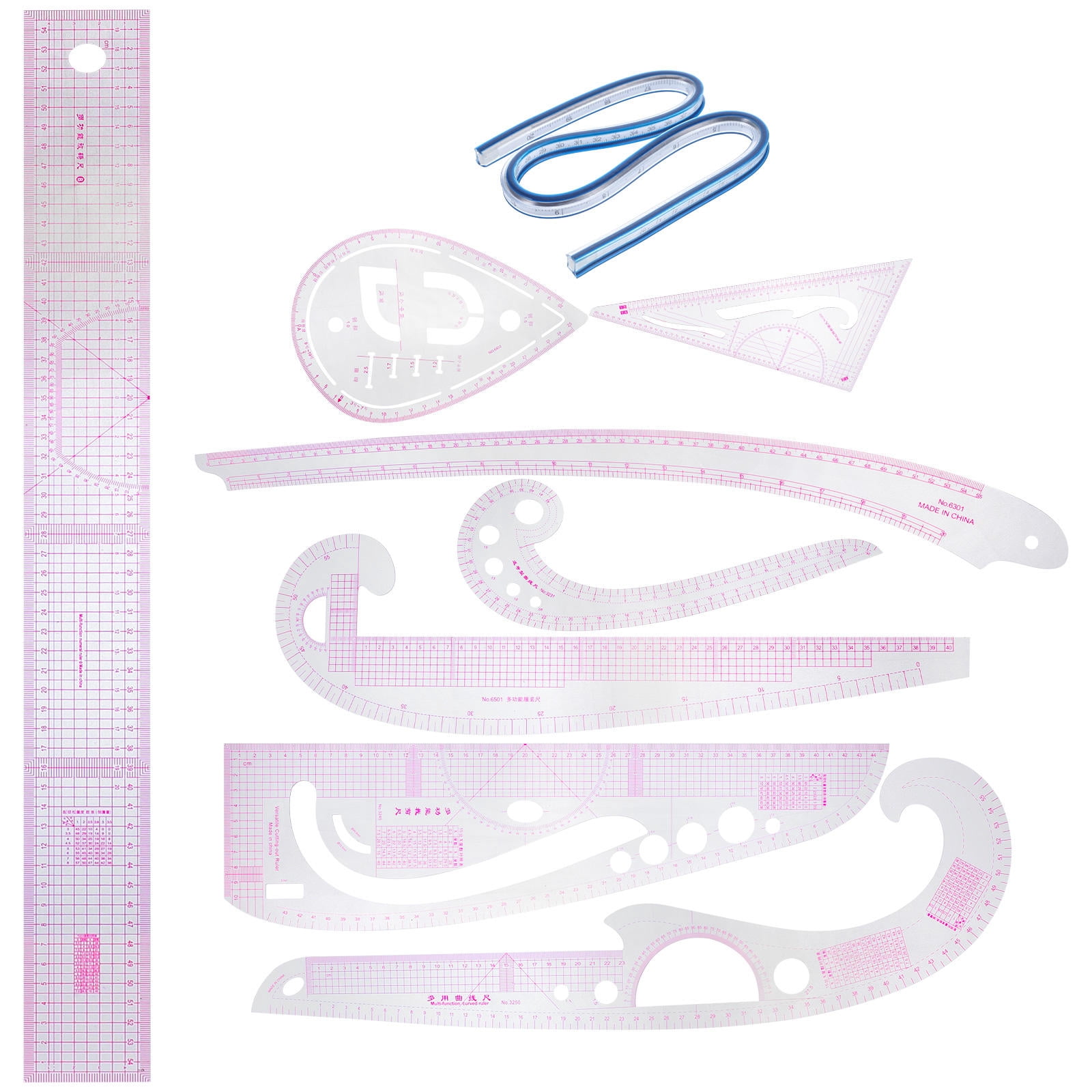 KONTONTY Transparent PVC Sewing Ruler Set for Accurate Measuring and ...