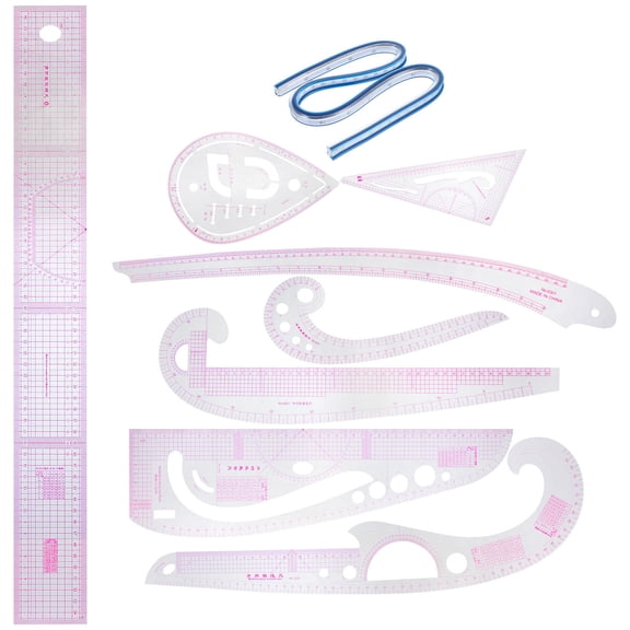 KONTONTY Transparent PVC Sewing Ruler Set for Accurate Measuring and Crafting, 1 Set