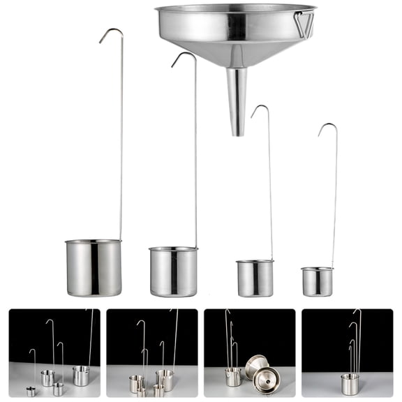KONTONTY 1Set Stainless Steel Kitchen Funnel with Wine Ladle Sauce Spoon Oil Filter for Bottles and Jars