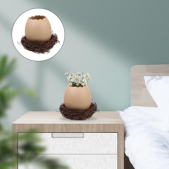 KONTONTY 1Set Stylish Ceramic Bird Egg Vase with Realistic Eggshell Design for Home Decoration