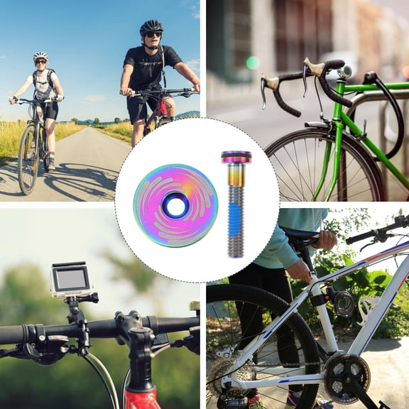 KONTONTY 1Set High Strength Titanium Alloy Bike Headset Cap Lightweight and Pressure Resistant