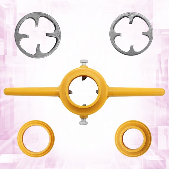 KONTONTY 1Set Water Pipe Threading Device Tap Wrench Set Professional Plumbing Tools Yellow