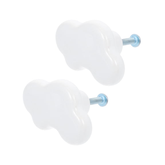 KONTONTY 1Set White Ceramic Cloud Shaped Wardrobe Handle Smooth Cabinet Grip Artistic Design