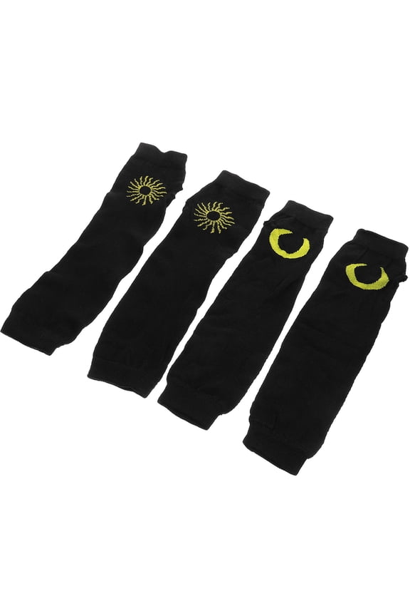 2 Pairs Ninja Cosplay Fingerless Gloves For Kids Lady Arm Warmer Ninja Mitten Oversleeve Gloves Black Ninja Gloves