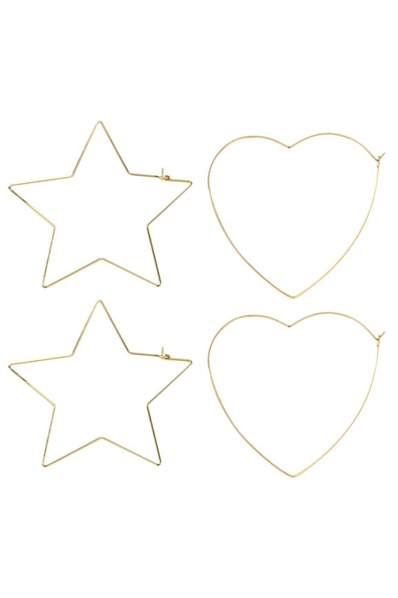 2 Pairs Womens Star Hoop , Tone Copper Hoops for Everyday Wear, Stylish Lightweight