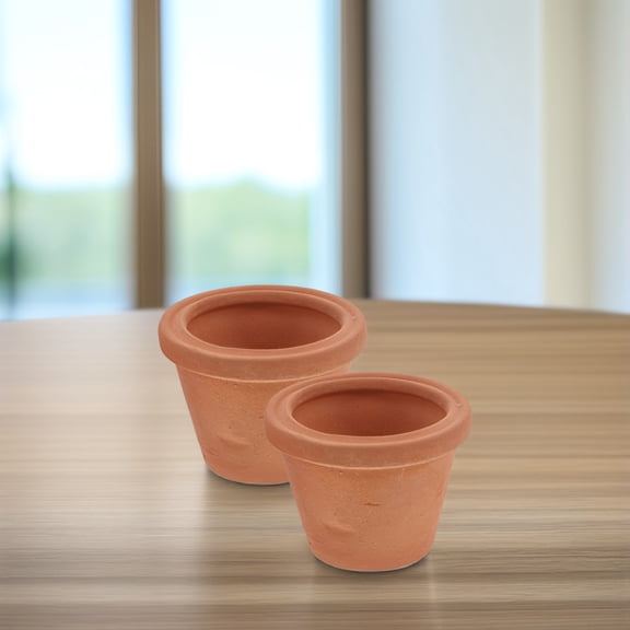 KONTONTY 2 Pcs Garden Ceramic Crafts Mini Pots for Clay Dollhouse Baby Red