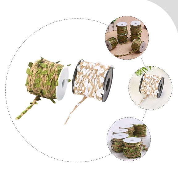 KONTONTY 2 Rolls Leaf Trim Ribbon DIY Artificial Rope Burlap Jute