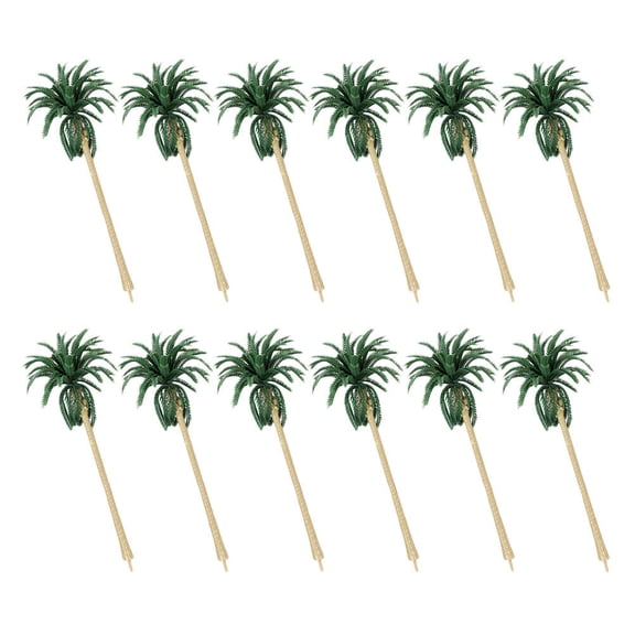 KONTONTY 20 Pieces Mini Palm Tree Models Plastic Green Figurines for Landscape, Diorama, Train Set, and Craft Decoration