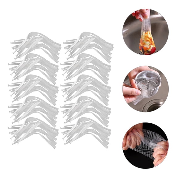 KONTONTY 200Pcs White Mesh Sink Filter Bags with Elastic Band for Kitchen Sink Drain Protection and Cleanliness