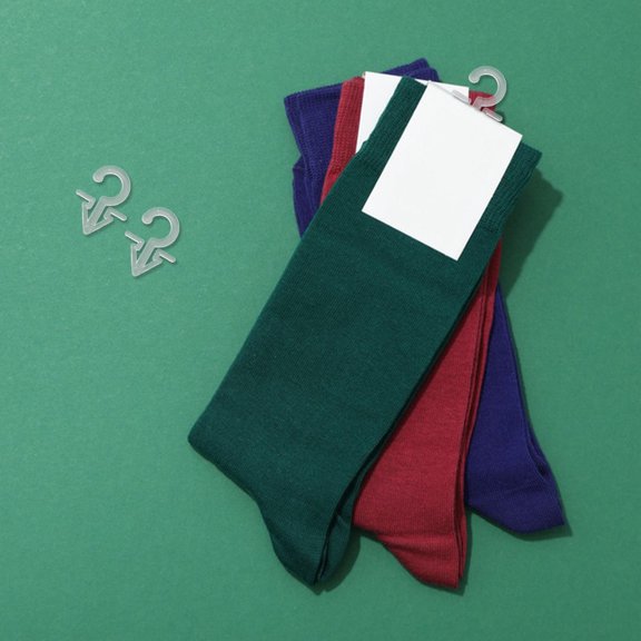 KONTONTY 200pcs Plastic Sock Display Hook Hanging Tag Fasteners for Hat Gloves Underwear Labeling Standard Tagging Supplies