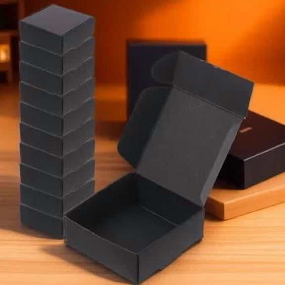 KONTONTY Black Paper Storage Boxes for Mailing Anti-Falling Compressive Resistance 20Pcs